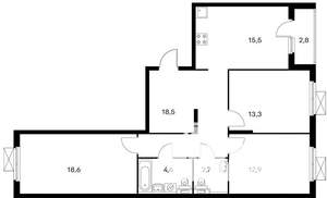3-к квартира, вторичка, 88м2, 16/17 этаж