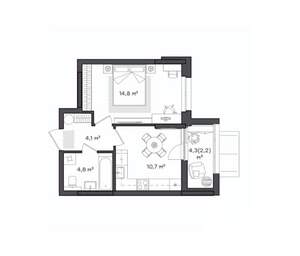 1-к квартира, вторичка, 36м2, 6/9 этаж