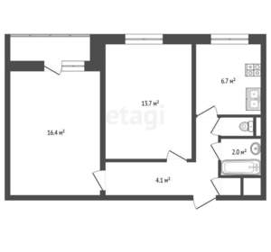 2-к квартира, вторичка, 44м2, 9/9 этаж