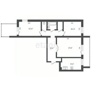 3-к квартира, вторичка, 66м2, 3/9 этаж