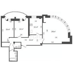 3-к квартира, вторичка, 94м2, 11/14 этаж
