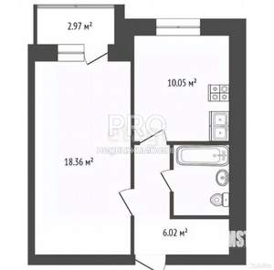 1-к квартира, вторичка, 38м2, 1/9 этаж