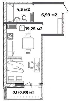 1-к квартира, вторичка, 31м2, 5/18 этаж