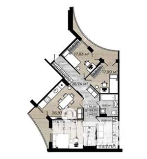 3-к квартира, строящийся дом, 148м2, 5/8 этаж