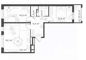 2-к квартира, вторичка, 71м2, 3/18 этаж