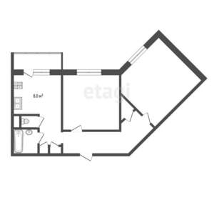 2-к квартира, вторичка, 55м2, 10/10 этаж