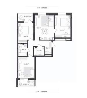3-к квартира, вторичка, 84м2, 9/9 этаж