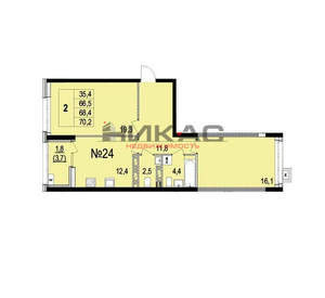 2-к квартира, вторичка, 68м2, 7/10 этаж