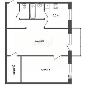 2-к квартира, вторичка, 43м2, 5/5 этаж