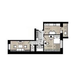 2-к квартира, вторичка, 55м2, 4/5 этаж
