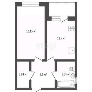 1-к квартира, вторичка, 45м2, 11/19 этаж