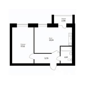 1-к квартира, вторичка, 49м2, 1/5 этаж
