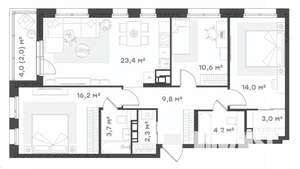 3-к квартира, вторичка, 89м2, 5/18 этаж