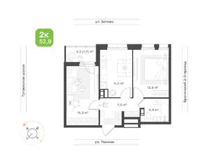 2-к квартира, вторичка, 51м2, 18/18 этаж