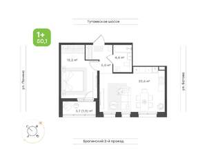 1-к квартира, вторичка, 50м2, 2/9 этаж