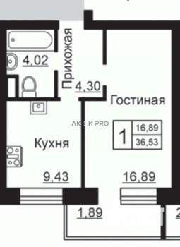 1-к квартира, вторичка, 35м2, 8/14 этаж