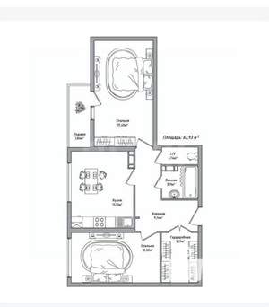 2-к квартира, вторичка, 64м2, 7/10 этаж